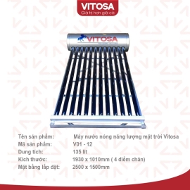VITOSA (V01 - 12) - 135 lít Máy nước nóng năng lượng mặt trời 